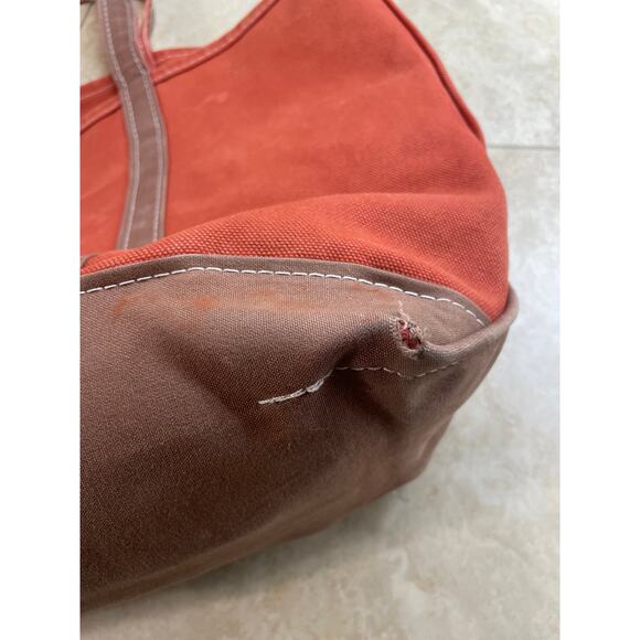 L.L.Bean Boat and Tote Bag Canvas Rust Orange Cotton USA Monogram Cooper - Picture 10 of 15